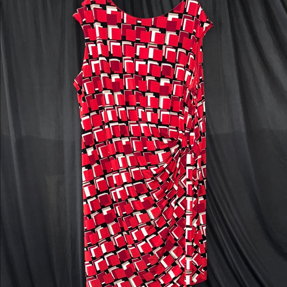 Geometric Red and Black Dress